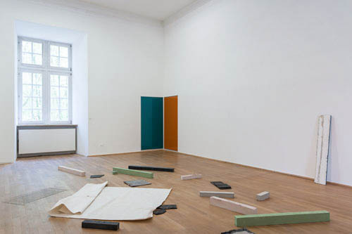 Ohne Titel, 2012, Lack auf Glas, 190 x 90cm (2 teilig)
